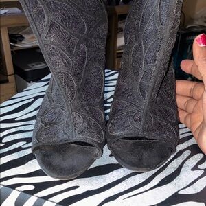 Aldo Black Peep-Toe Heels